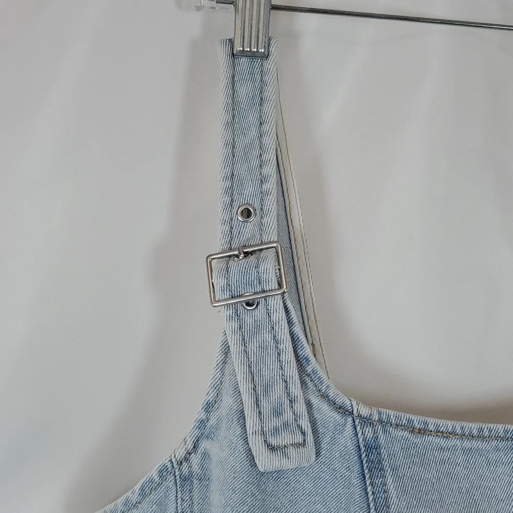 Wild Fable Women's Cropped Denim Corset Tank Top ~ Blue - Picture 6 of 16